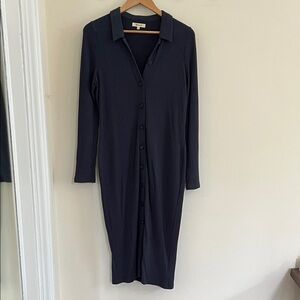 Madewell Button-Front Midi Shirtdress in Dark Baltac | Size M